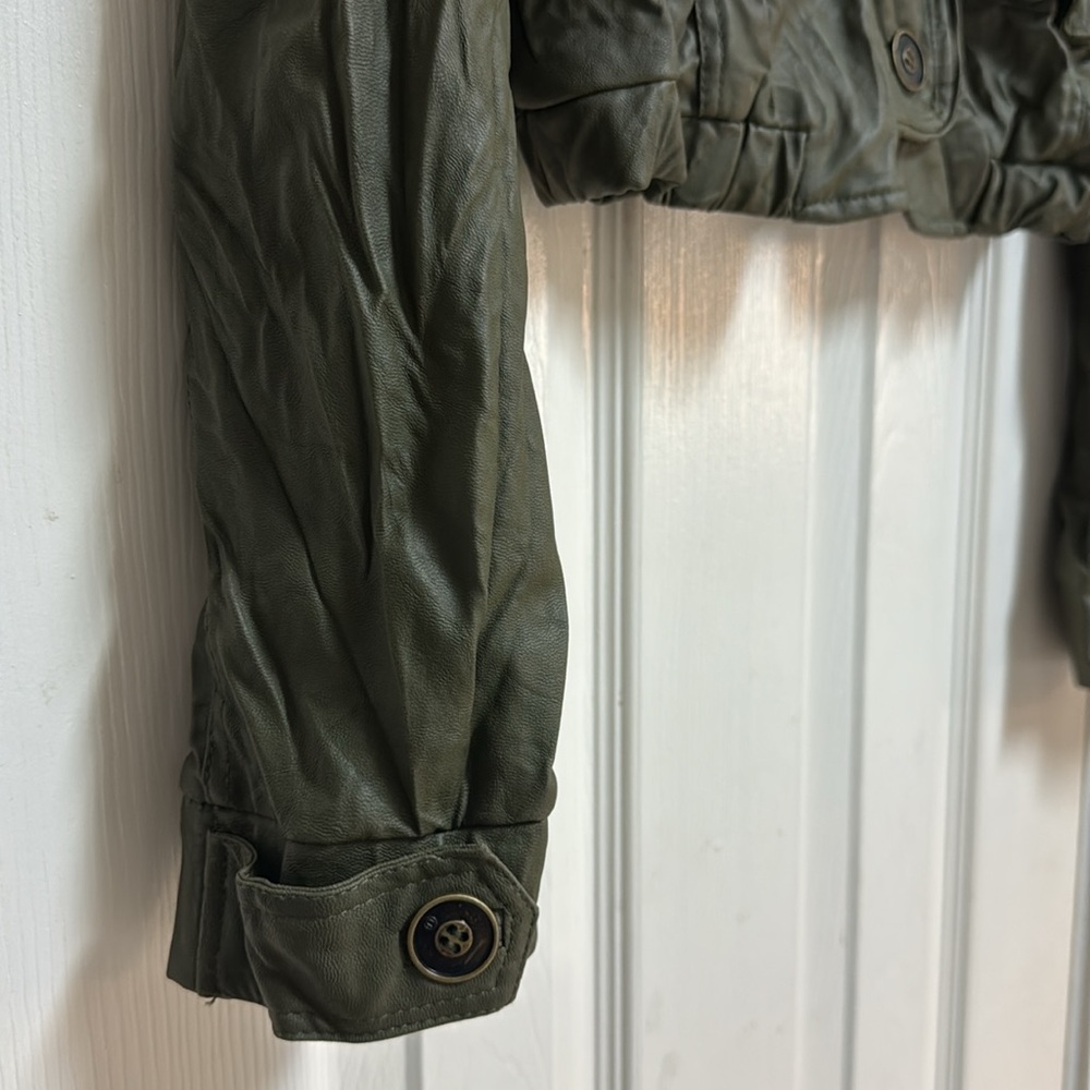 BEBE Faux Leather Green Jacket - Picture 5 of 16